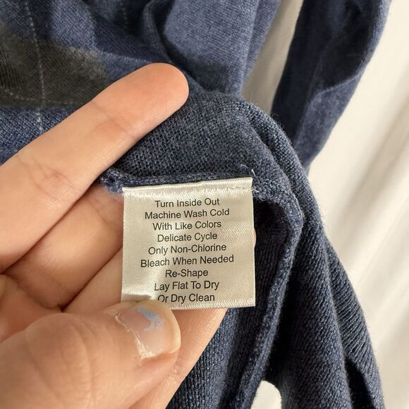 Jos A Bank Traveler Merino Wool Sweater Men's XL Blue Knit Long Sleeve Vneck - Picture 6 of 9